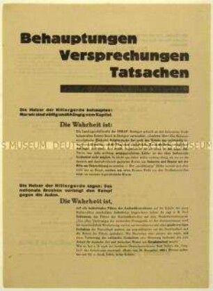 Flugblatt gegen die NSDAP anlässlich einer Wahl