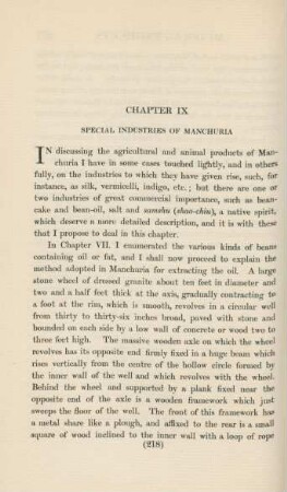Chapter IX. Special industries of Manchuria