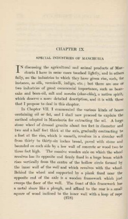 Chapter IX. Special industries of Manchuria
