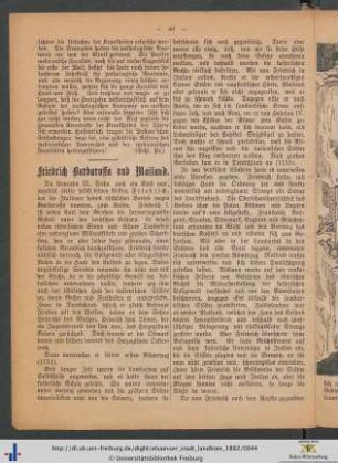 Friedrich Barbarossa und Mailand.