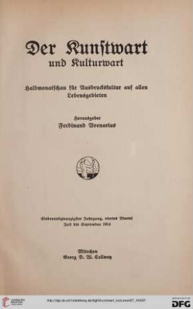 27,4: Kunstwart und Kulturwart