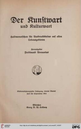 27,4: Kunstwart und Kulturwart