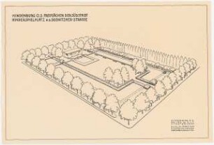 Spielplatz, Hindenburg: Kinderspielplatz an der Sosnitzaer Straße: Perspektivische Ansicht