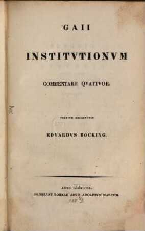 Gaii Institvtionvm commentarii qvattvor
