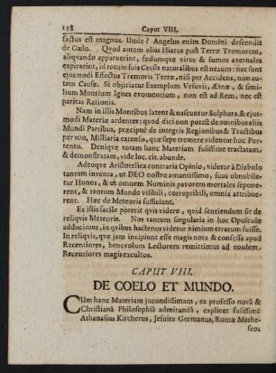 Caput VIII. De Coelo Et Mundo.