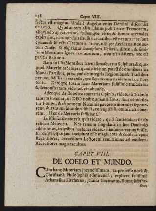 Caput VIII. De Coelo Et Mundo.