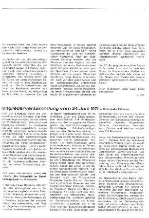 Mitgliederversammlung vom 24. Juni 1971