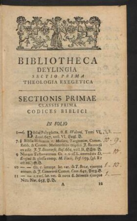 Sectio Prima Theologia Exegetica