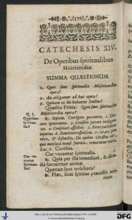 Catechesis XIV. De Operibus spiritualibus Misericordiae.