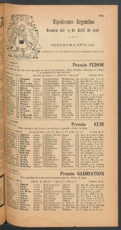 Hipódromo Argentino - Reunión del 15 de Abril de 1906 - Programa oficial