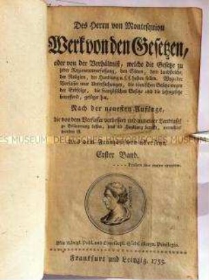 Deutsche Erstausgabe von Vom Geist der Gesetze von Montesquieu