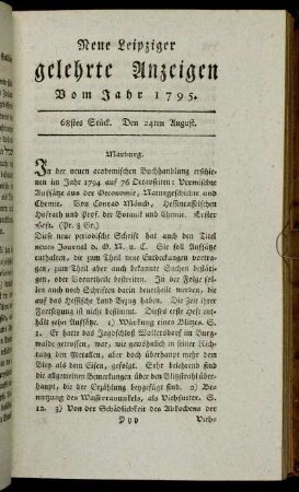 68stes Stück. Den 24ten August.
