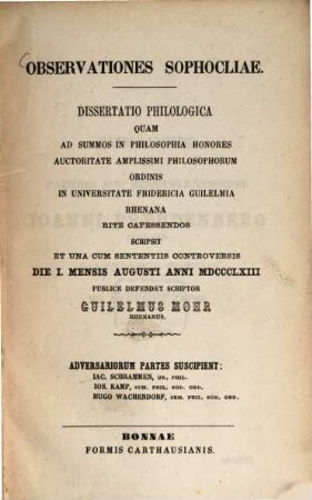 Observationes Sophocliae : Diss. philol.