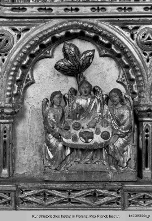 Paliotto mit Szenen aus dem Alten und Neuen Testament : Der Besuch der drei Engel bei Abraham