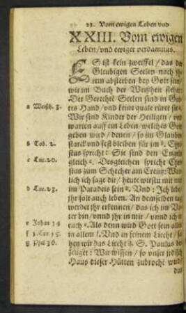 XXIII. Vom ewigen Leben/ und ewiger verdamnus.