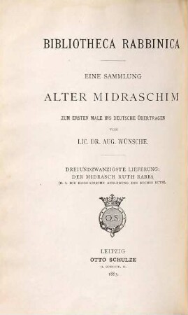 Der Midrasch Ruth Rabba das ist die Haggadische Auslegung des Buches Ruth