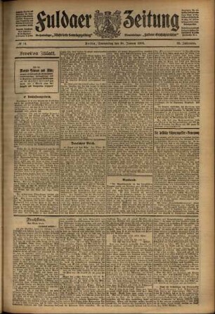 Zweite Ausgabe vom Donnerstag, den 30. Januar 1908.