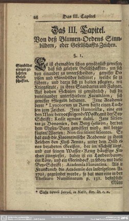 Das III. Capitel. Von deß Blumen-Ordens Sinnbildern, oder Gesellschaffts-Zeichen