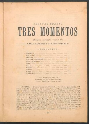 Tres momentos : romance sentimental original