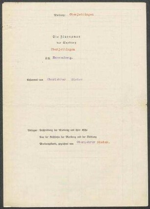 2 Fragebogen und 2 Karten Oberjettingen, OA Herrenberg