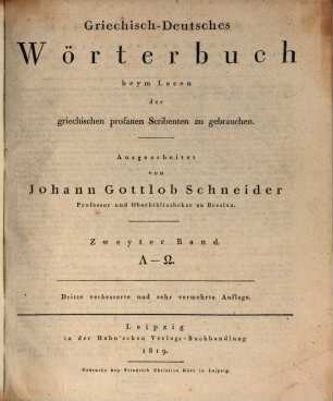 Griechisch-deutsches Wörterbuch : beym Lesen der griechischen profanen Scribenten zu gebrauchen, 2. L - O
