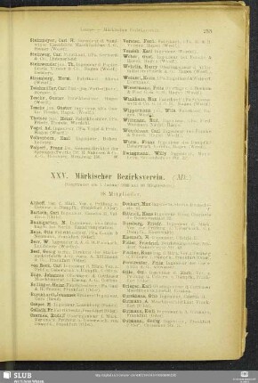 XXV. Märkischer Bezirksverein.
