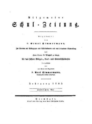 Titelblatt für Mai 1843 [Heft 69 - 85]