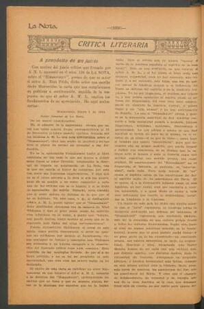 Crítica literaria : A próposito de un juicio