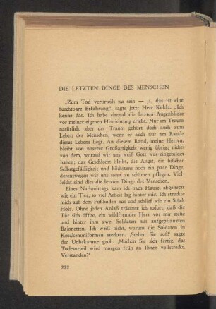 Die letzten Dinge des Menschen