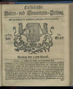 32. Stueck, Montag den 11ten August 1766