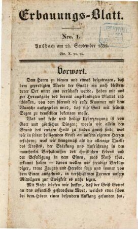 Erbauungsblatt. 1, 1. 1836