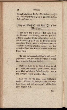Zweyter Versuch mit dem Harn des Menschen.