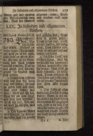 LXV. In besondern und allgemeinen Nöthen.