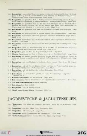 Jagdbestecke & Jagdutensilien (Nr. 1023-1116)