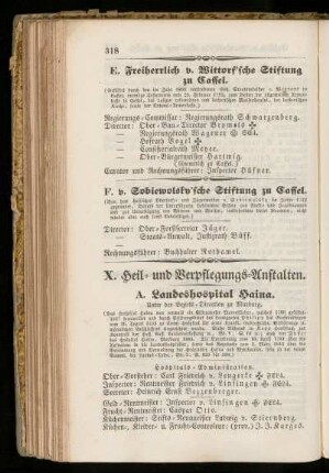 X. Heil= und Verpflegungs=Anstalten.