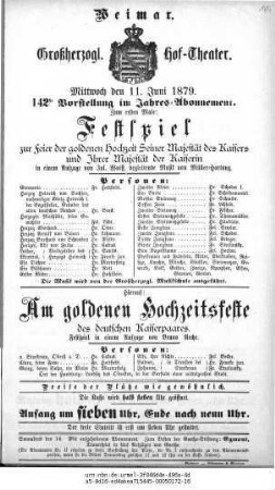 Festspiel zur Feier der goldenen Hochzeit Seiner Majestät des Kaisers und Ihrer Majestät der Kaiserin