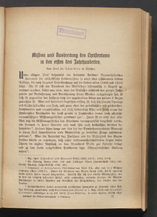 Mission und Ausbreitung des Christentums in den ersten drei Jahrhunderten