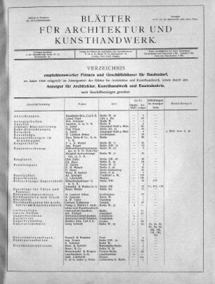 Verzeichnis empfehlenswerter Firmen