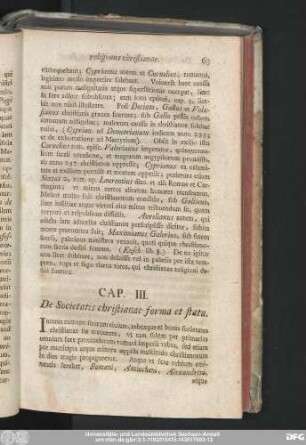 Cap. III. De Societatis christianae forma et statu.