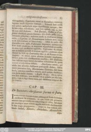 Cap. III. De Societatis christianae forma et statu.