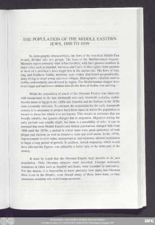 The Population Of The Middle Eastern Jews, 1800 To 1939