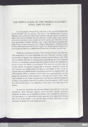 The Population Of The Middle Eastern Jews, 1800 To 1939