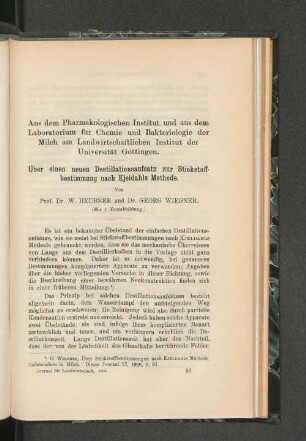 Aus dem Pharmakologischen Institut und aus dem Laboratorium für Chemie und Bakteriologie der Milch am landwirtschaftlichen Institut der Universität Göttingen.