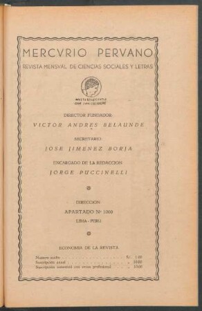 "Mercurio Peruano" - [Pie de imprenta]