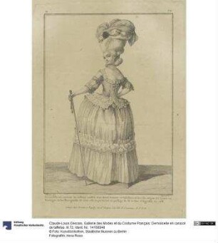 Gallerie des Modes et du Costume Français: Demoiselle en caracot de taffetas. M.72