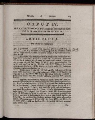 Caput IV. Applicatur methodus describendi sectiones conicas in plano superficiei sphaerice.