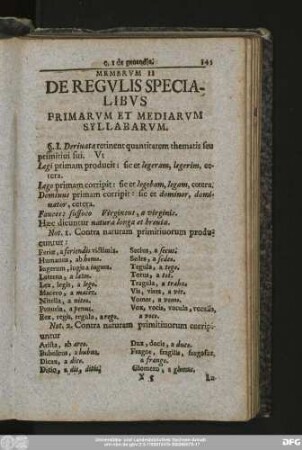 Membrum II De Regulis Specialibus Primarum Et Mediarum Syllabarum.