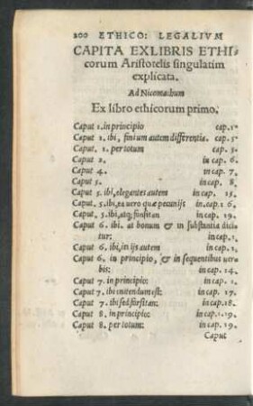 Capita Exlibris Ethicorum Aristotelis singulatim explicata.