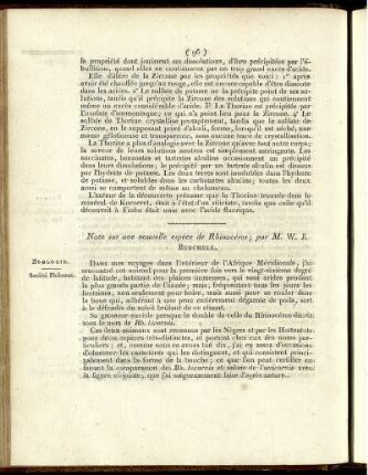 Note sur une nouvelle espèce de Rhinocéros