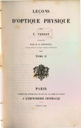 Leçons d'optique physique, 2